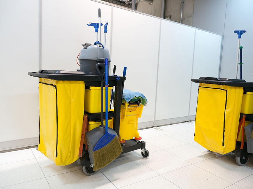 Professional office cleaners maintaining a clean and hygienic workspace.